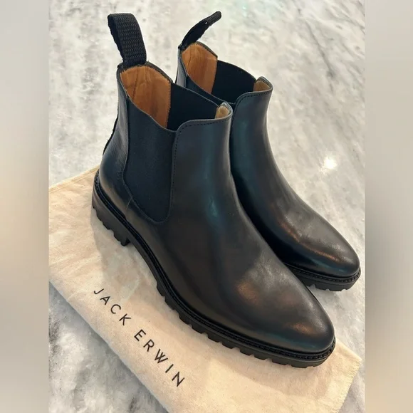 New Without Box Jack Erwin Leather Black Chelsea Boot - Picture 3 of 10